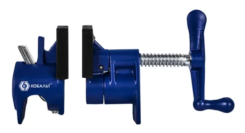 Струбцина Кобальт трубная, под трубу-3/4", из чугуна, синяя, 2шт. / инструменты