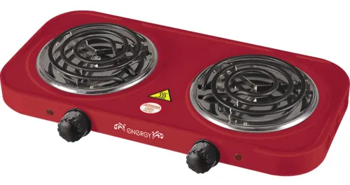 Электрическая плита Energy / Энерджи EN-904R настольная с двумя конфорками, эмалированная из стали и чугуна, красная, 1000Вт / товары для дома