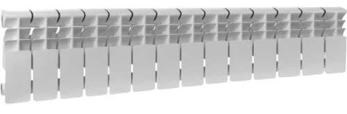 Секционный радиатор Rommer Plus 200, алюминиевый, белый, 14 секций