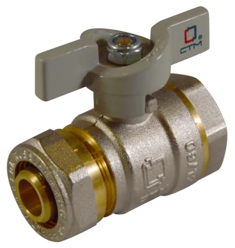 Кран шаровый СТМ для воды, ручка бабочка, резьба 1/2", латунь