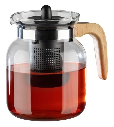 Чайник заварочный Mallony / Маллони La Caffetteria с фильтром, в корпусе из стекла и пластика, прозрачный, 1500мл / товары для дома