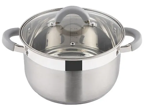 Кастрюля Mallony / Маллони Felicita с крышкой, из нержавеющей стали, диаметром 22см, высотой 13.5см, объемом 5.1л / посуда для кухни