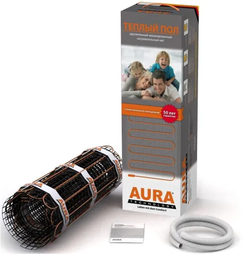 Нагревательный мат Aura / Аура Heating МТА 75-0.5 с двужильным экранированным кабелем, на армирующей сетке, 230В, 1х0.5м, 75Вт / теплый пол