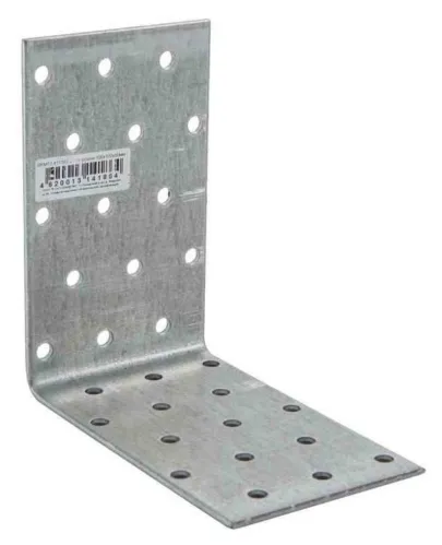 Крепежный уголок Rock Solid Connection / Рок Солид Конекшн перфорированный, из оцинкованной стали, серый, 100х100х60х2мм / строительство и ремонт