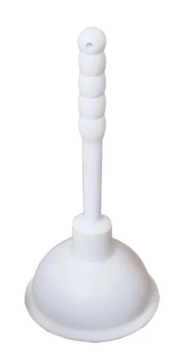 Вантуз СТМ / СТМ конический, из пластика и резины, белый, длина 219мм, чаша 136мм / товары для дома