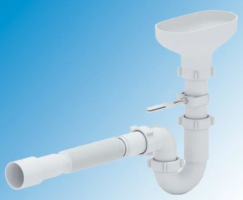 Сифон сливной Анипласт DR0115 для кухонной мойки, прямоточный с разрывом потока, из пластика, белый, 40/50мм, 1.1/2дюйма / сантехника