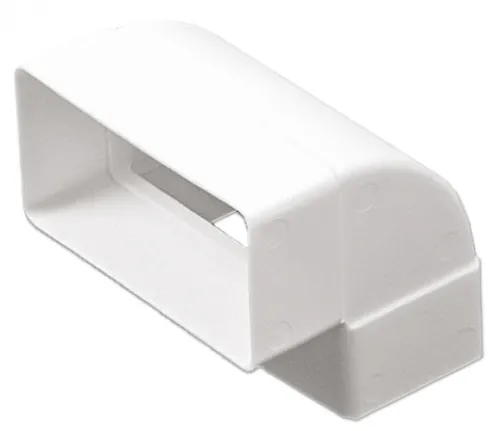 Колено для воздуховода ERA / Эра плоское вертикальное пластиковое, белое, 120х60мм / вентиляция