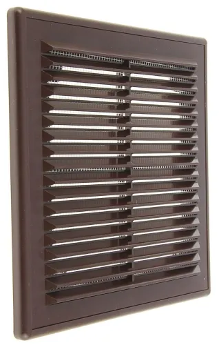 Решетка вентиляционная ЭРА 2121Р разъемная с сеткой, из пластика, коричневая, размер 209х209мм / строительство и ремонт