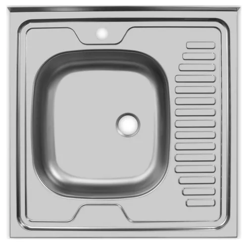Мойка Ukinox / Юкинокс Стандарт для кухни, врезная, с крылом, левое расположение, квадратная, из нержавеющей стали, цвет хром, 600х600х150мм / сантехника