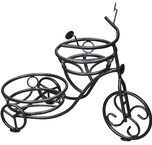 Подставка для цветов КомАгро Велосипед, 2 горшка, металл, серебро