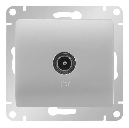 Розетка Schneider Electric / Шнайдер Электрик GLOSSA GSL000391 TV 1-местная оконечная, из пластика, цвет алюминий, 71×71×35мм, IP20 / электрика