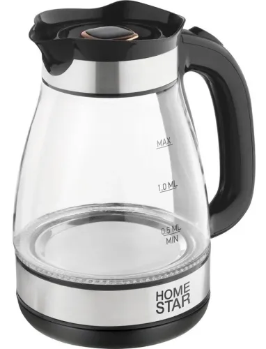 Электрический чайник Homestar HS-1044, стекло/пластик, 1.8л, 1500Вт