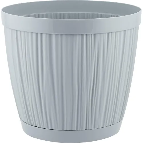 Горшок для цветов INGREEN / Ингрин Barcelona c дренажной сеткой и поддоном, из пластика, цвет утренний туман, 1.8л / дом и сад