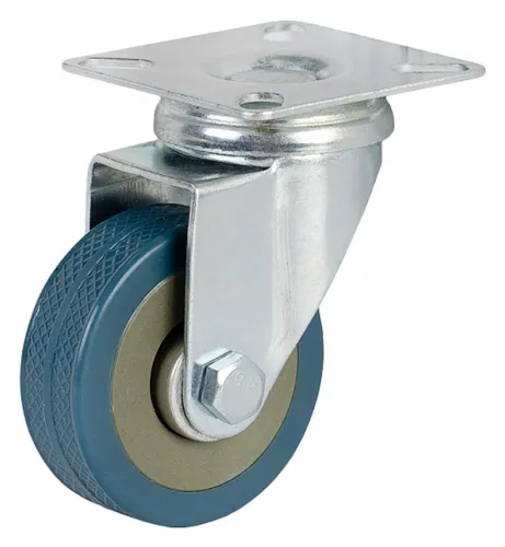 Мебельное колесо Larvij / Ларвидж LCP-50 поворотное, на платформе, резиновое, синее, диаметр 50мм / фурнитура