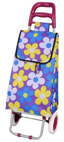 Сумка тележка Рыжий кот Васильки на колесах, из полиэстера, металлический каркас, разноцветная, 30кг / хозяйственные товары