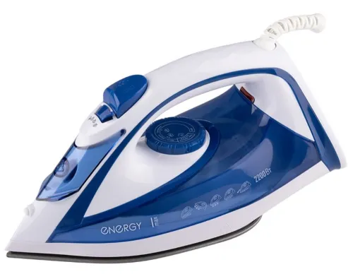 Утюг ENERGY / Энерджи EN-353 паровой, с функцией самоочистки, тефлоновая подошва, голубой, мощностью 2200Вт / бытовая техника