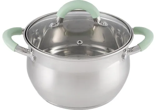 Кастрюля Mallony / Маллони Mentolo с крышкой, из нержавеющей стали, размером 320х235х132мм, объемом 4.6л / посуда для кухни