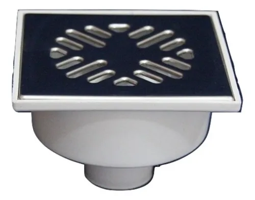 Трап для душа ТАТПОЛИМЕР ПП 50 вертикальный с гидрозатвором, из нержавеющей стали, диаметр 50мм, размером 15х15см / водоотведение и канализация