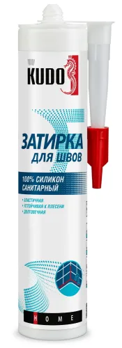 Герметик силиконовый Kudo / Кудо HOME KSK-164 Затирка для швов, санитарный, серый шелк, 280мл / строительство и ремонт