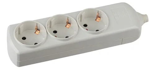 Колодка электрическая ЭРА K-3е 3 гнезда с заземлением, корпус из поликарбоната, цвет белый, 220В, 16А, 3500Вт, IP20 / электрика