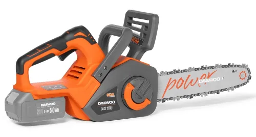 Пила цепная аккумуляторная DAEWOO / Дэу DAKS 1221Li SET мини для пиления древесины, полотно 300мм, 3/8дюйма, 45 звеньев, Li-Ion, 5А/ч / электроинструмент