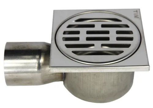 Трап для душа TIM / Тим угловой горизонтальный с гидрозатвором, из нержавеющей стали, диаметр 50мм, размером 10х10см / водоотведение и канализация