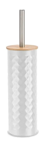 Ершик для унитаза Fora / Фора WHITE RHOMBUS напольный, из нержавеющей стали, белый, размером 380х95х95мм / товары для дома