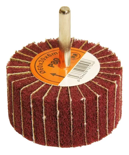 Головка шлифовальная ORIENTCAFT / Ориенткрафт лепестковая, из нетканого материала, диаметр 60мм, толщина 30мм, зернистость P80 / оснастка
