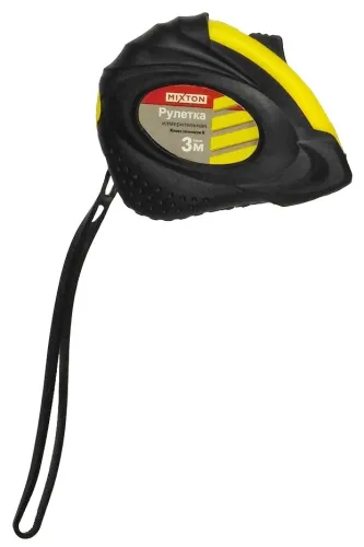 Измерительная рулетка MIXTON / Микстон с фиксатором, корпус из резины и пластика, стальная лента, 3м / строительство и ремонт