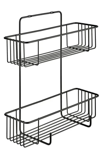 Полка для ванной ЧМЗ Кора настенная прямоугольная, из стали, черная, 35х14.5х37.5см / товары для дома