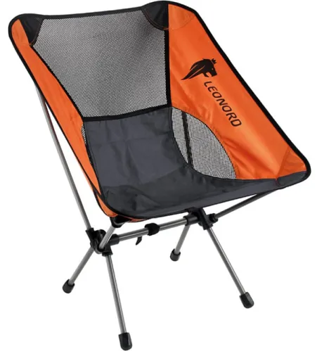 Кресло складное Leonord / Леонорд LEO-10 с чехлом, металлическая труба, полиэстер, цвет черный, до 120кг, размером 520х600х680мм / товары для пикника