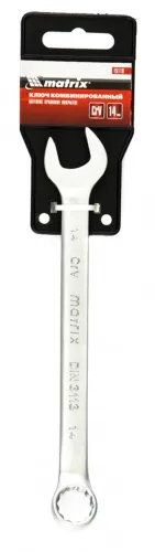 Ключ комбинированный Matrix / Матрикс гаечный, матовая полировка, из хромованадиевой стали, серый, 14мм / инструменты