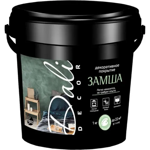 Декоративная штукатурка Dali / Дали Decor Замша фактурная, для внутренних работ, акриловая, белая, 1кг / строительные смеси