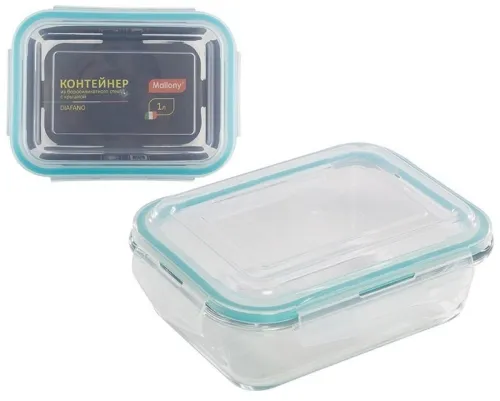 Контейнер пищевой Mallony / Маллони Diafano с крышкой, из стекла, прозрачный, 1000мл / хранение продуктов