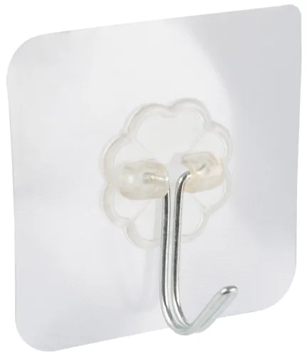 Крючок самоклеящийся Рыжий кот настенный, из металла и пластика, прозрачный, 5.8х5.8см / товары для дома