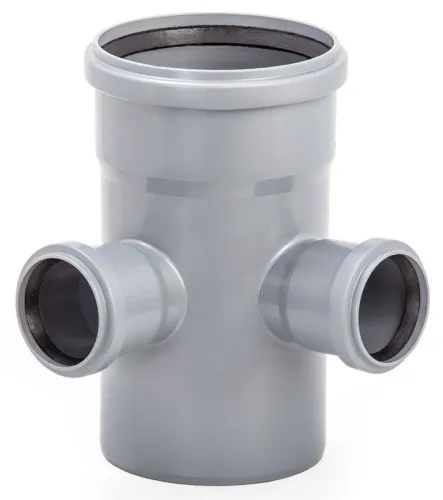 Крестовина Lammin / Ламмин раструбная, двухплоскостная, для внутренней канализации, из полипропилена, серая, размером 110×50×50мм, 87.5° / водоотведение