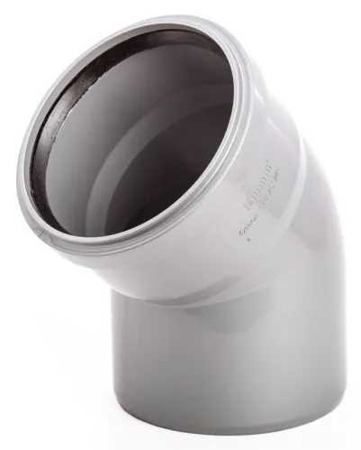 Отвод канализационный Lammin / Ламмин раструбный, полипропиленовый, серый, d110мм, 45 / сантехника