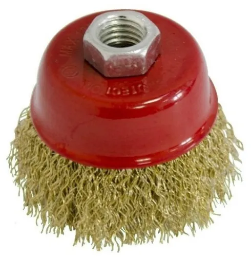 Щетка крацовка 888 для УШМ, чашка, крученая, стальная омедненная проволока, 75мм / инструменты