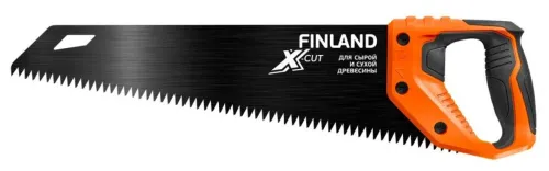 Ножовка по сырому дереву FINLAND / Финланд с двухкомпонентной D-образной рукояткой, из стали, лезвие 450мм / ручной инструмент