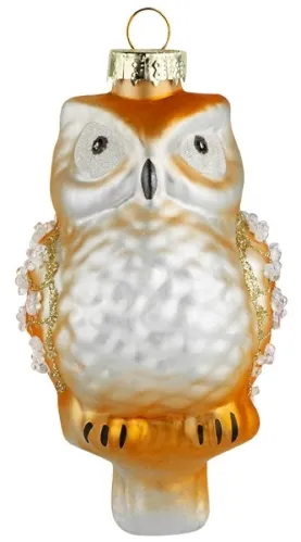 Украшение Волшебная страна Сова подвесное, декоративное, новогоднее, из стекла, цвет золото, 102мм / товары для праздников