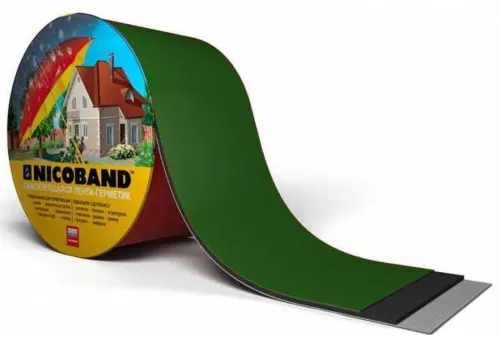 Лента гидроизоляционная Технониколь Nicoband самоклеящаяся, битумно-полимерная, цвет зеленый, ширина 5см, 3м / стройматериалы