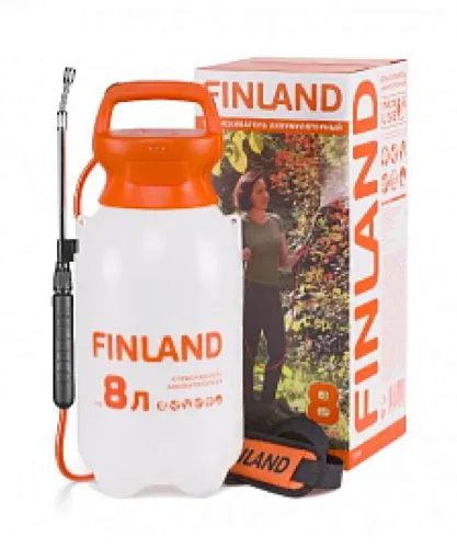 Опрыскиватель аккумуляторный Finland / Финланд ручной, из пластика, белый, объемом 8л / садовый инвентарь