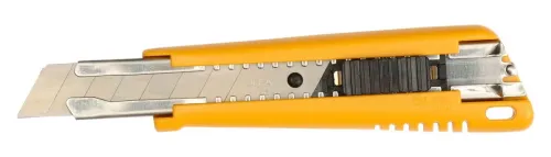 Нож строительный OLFA / Олфа с автофиксатором и сегментным выдвижным лезвием, из металла, желтый, 81мм / инструменты
