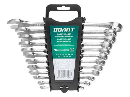 Набор ключей комбинированных ВОЛАТ из стали, размер 6-22мм, 12шт. / инструменты