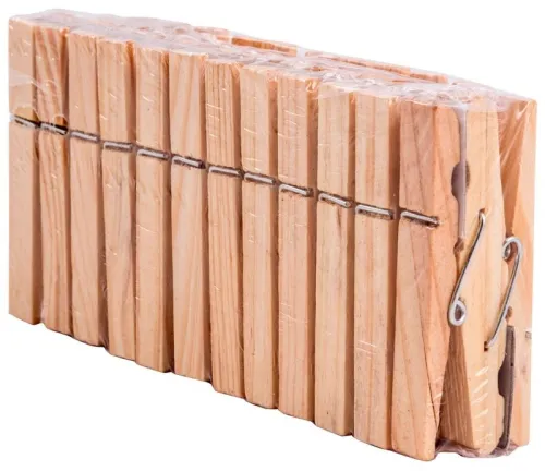 Прищепки Рыжий кот PEG-W-S/24 бельевые, деревянные, бежевые, в упаковке 24шт. / товары для дома