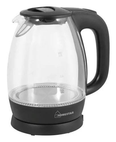 Чайник электрический Homestar / Хоумстар HS-1012 с подсветкой, в корпусе из стекла и пластика, черный, 1.7л, 2200Вт / товары для дома