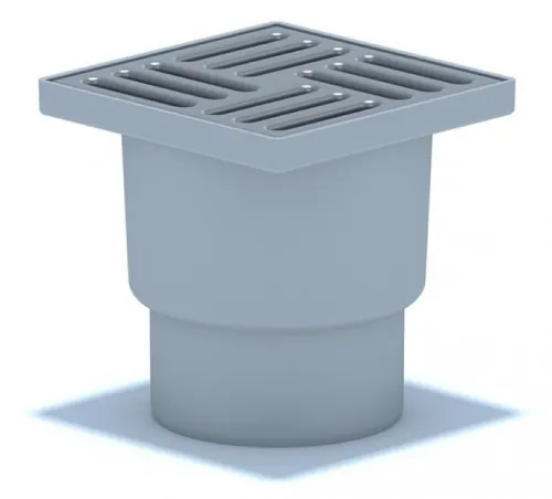 Трап для душа Анипласт 110 вертикальный слив, из пластика и нержавеющей стали сухой, серый, размером 15х15см / водоотведение и канализация