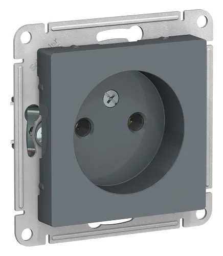 Розетка Schneider Electric / Шнайдер Электрик Atlas Design 1-местная, из пластика, цвет грифель, 71×71×35.1мм, 16А, IP20 / электрика