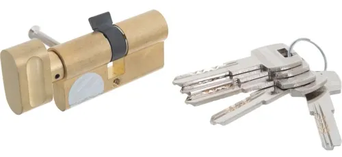 Цилиндровый механизм СКОБЯНОЙ, ключ-вертушка, латунь, 60мм