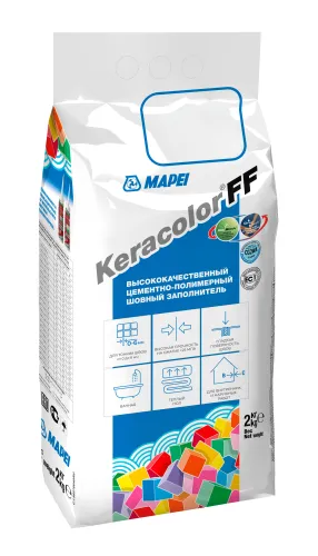 Затирка Mapei / Мапей Keracolor FF для плиточных швов, сухая, водоотталкивающая, цементно-полимерная, цвет №112 серый, 2кг / строительные смеси